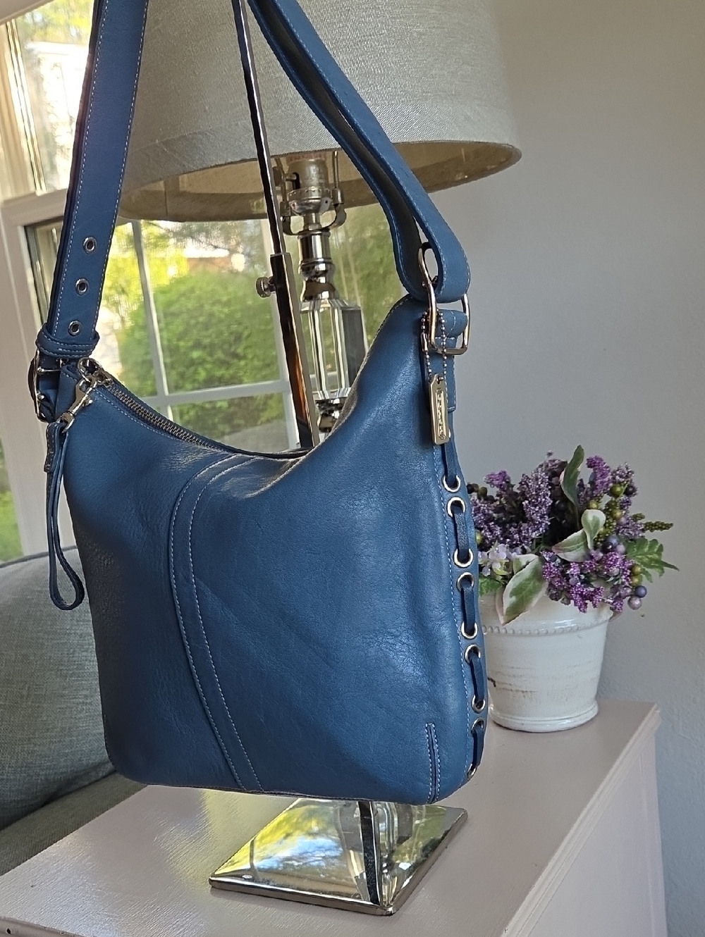 COACH Pool Blue 2004 Legacy Slim Duffle Convertible Crossbody Bag - Picture 7 of 15